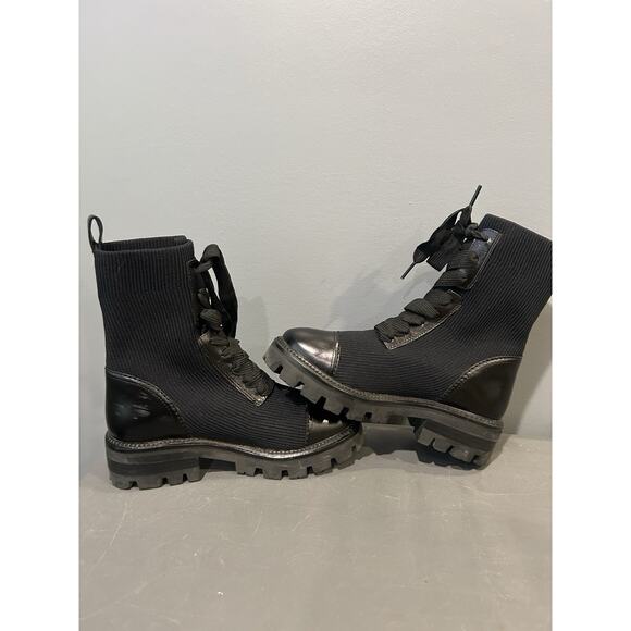 Kate Spade Black Winton Lace Up Lug Booties Boots Women's Size 5.5 - Picture 1 of 4